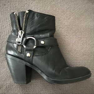 Black Leather Harness Booties